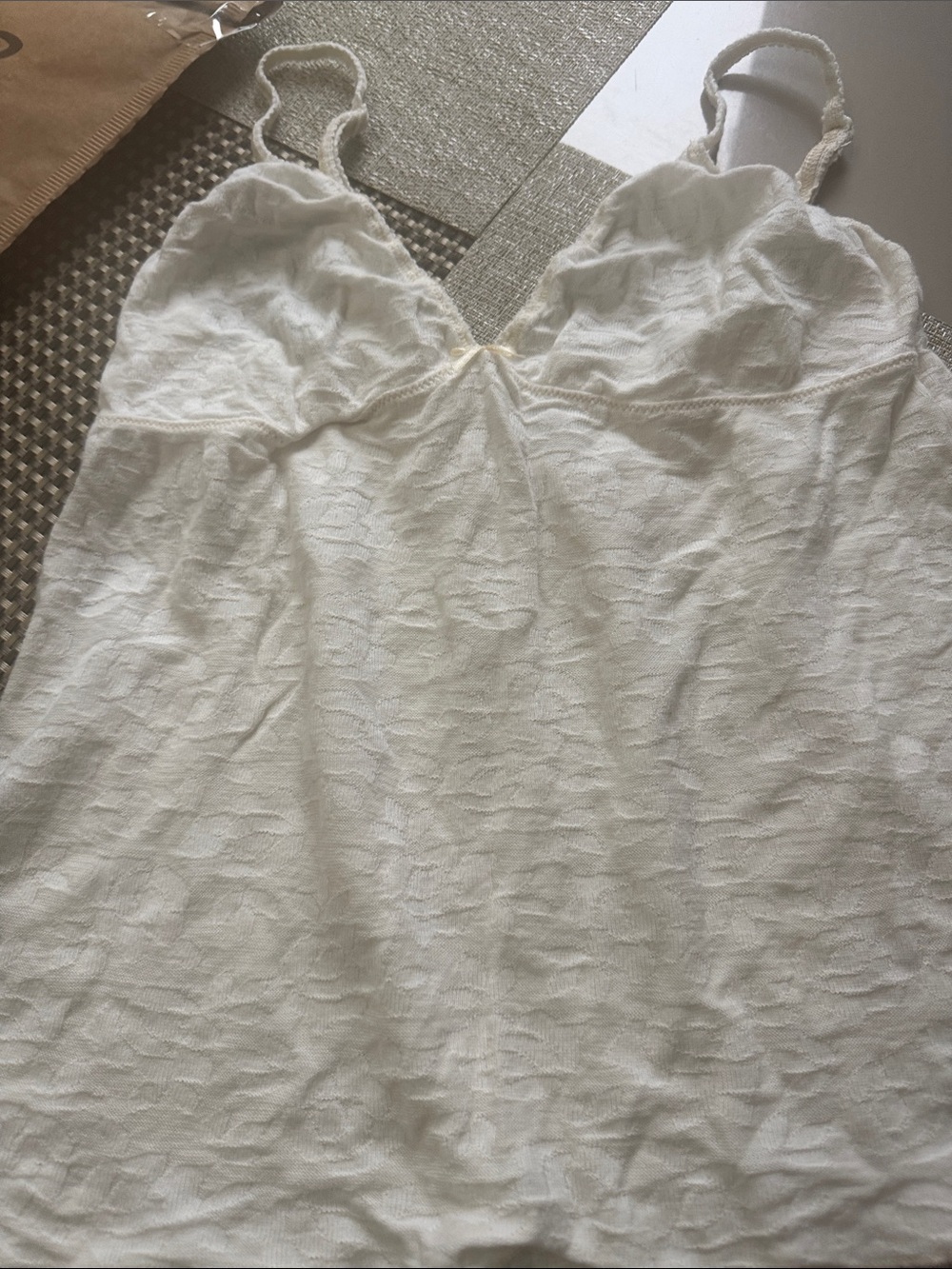 Brandy Melville White Lace-Texture Camisole Slip